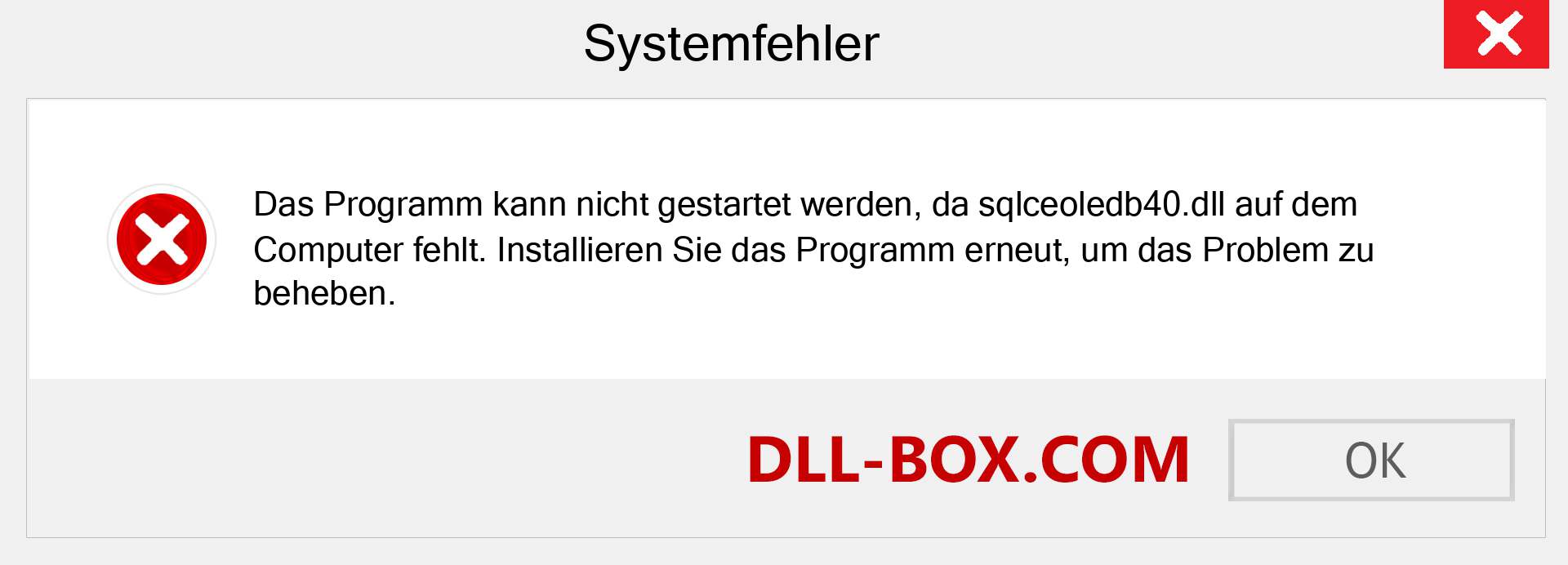 sqlceoledb40.dll-Datei fehlt?. Download für Windows 7, 8, 10 - Fix sqlceoledb40 dll Missing Error unter Windows, Fotos, Bildern