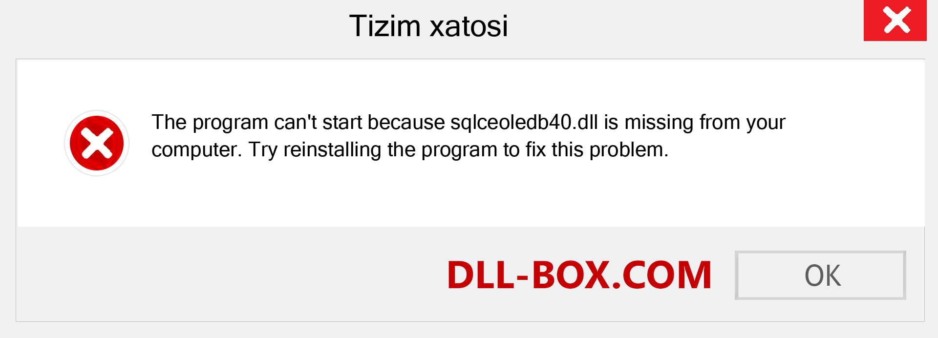 sqlceoledb40.dll fayli yo'qolganmi?. Windows 7, 8, 10 uchun yuklab olish - Windowsda sqlceoledb40 dll etishmayotgan xatoni tuzating, rasmlar, rasmlar